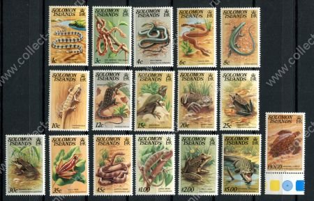 Британские Соломоновы о-ва 1979-1983 гг. • Sc# 397..412A • 1 c.//$10 • Фауна, земноводные • морская черепаха • 17 марок • MNH OG XF+ ( кат.- $35 )