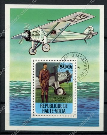 Буркина Фасо 1977 г. • Mi# • 500 fr. • История авиации • блок • Used(ФГ) VF ( кат. - €4 )
