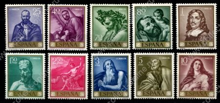 Испания 1963 г. • Mi# 1384-1393 • испанская живопись • Хосе де Рибера • полн. серия • MNH OG VF ( кат. - €25 )