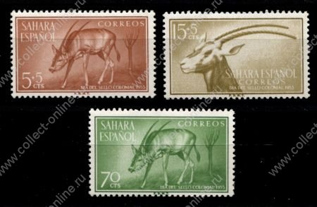 Испанская Сахара 1955 г. • Mi# 154-156 • фауна, копытные • полн. серия • MNH OG VF