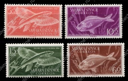 Испанская Сахара 1954 г. • Mi# 147-150 • рыбы • полн. серия • MNH OG VF 