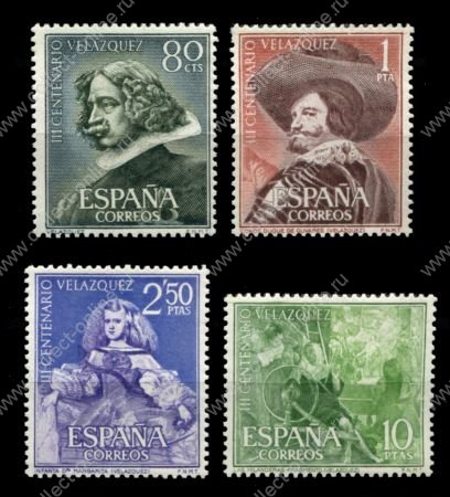 Испания 1960 г. • Mi# 1235-1238 • Живопись, художники • Веласкес • полн. серия • MNH OG VF ( кат. - €16 )