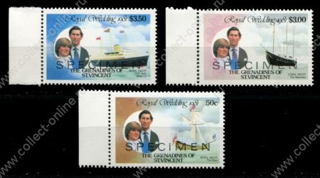 Гренадины Сент-Винсента 1981 г. • Sc# 209,211,213 • 50 c. - $3.50 • Британские королевские яхты • Specimen(образец) MNH OG XF