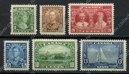 Канада 1935 г. • Sc# 211-6 • 1 - 13 c. • 25-летие коронации Георга V • полн. серия • MH OG VF ( кат. - $30 )