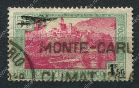 Монако 1933 г. • Mi# 137 • 1.25 на 5 fr. • надпечатка нов. номинала • авиапочта • Used VF ( кат. - €35 )