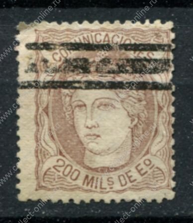 Испания 1870 г. • Mi# 103 • 200 m. • "Испания" в короне • стандарт • Used* VF ( кат. - €2 )