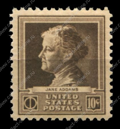 США 1940 г. • SC# 878 • 10 c. • Ученые • Джейн Адамс • MNH OG VF