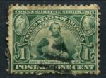 США 1907 г. • Sc# 328 • 1 c. • 300-летие основания поселения Джеймстаун • Джон Смит • Used F-VF ( кат. - $5 )