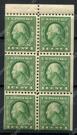 США 1926-1934 гг. • Sc# 632a • 1 c. • Джордж Вашингтон • (из буклета) • стандарт • блок 6м. • MNH OG VF • ( кат.- $8 )