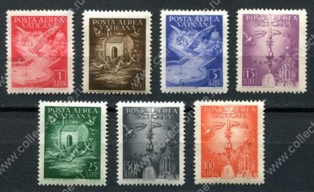 Ватикан 1947 г. • Mi# 140-6 • 1 -100 L. • голуби и ангелы • авиапочта • полн. серия(7 марок) • MH OG VF ( кат. - €55- )