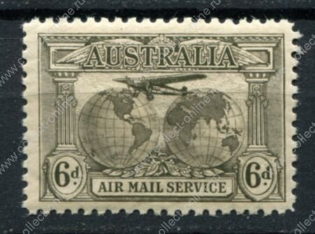Австралия 1931 г. • Gb# 139 • 6 d. • аэроплан над картой полушарий • авиапочта • MLH OG VF ( кат. - £32- )
