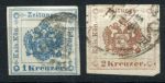 Австрия 1877 г. • Sc# PR5-6 • 1 и 2 kr. • газетный выпуск • полн. серия • Used VF ( кат. - $8+ )