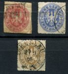 Пруссия 1861 г. • Mi# 16-18 • 1 - 3 Sgr. • герб • полн. серия • Used F-VF ( кат.- €7+ )