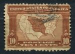 США 1904 г. • Sс# 327 • 10 c. • Выставка в Луизиане • карта США • Used F- ( кат. - $30 )