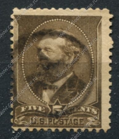 США 1882 г. • SC# 205 • 5 c. • Президент Джеймс Абрахам Гарфилд • Used F-VF ( кат. - $12 )