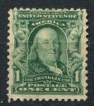 США 1902-1903 гг. • Sc# 300 • 1 c. • Бенджамин Франклин • стандарт • MNG F ( кат. - $11- )