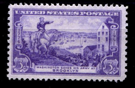 США 1951г. SC# 1003 / 3c. / 175 ЛЕТ БИТВЕ У БРУКЛИНА / MNH OG VF / КОРАБЛИ ПАРУСА