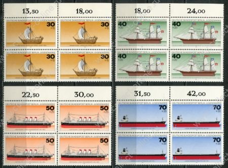 Западный Берлин 1978 г. • Mi# 563-566 • История авиации и воздухоплавания • полн. серия • кв. блоки • MNH OG XF+