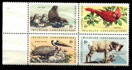 США 1972 г. • SC# 1467a • 8 c.(4) • Сохранение дикой природы • дикие животные • полн. серия(кв.блок) • MNH OG XF