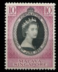 Сингапур 1953 г. • Gb# 37 • 10 c. • Елизавета II • Коронация • MLH OG VF