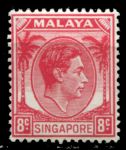 Сингапур 1948-1952 гг. • Gb# 6 • 8 c. • Георг VI • перф. 14 • стандарт • MLH OG VF