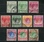 Сингапур 1948-1952 гг. • Gb# 21..30 • 6 c. .. $5 • Георг VI • перф. 18 • 10 марок • стандарт • Used VF ( кат. - £65 )
