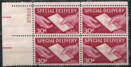 США 1957 г. • Sc# E21 • 30 c. • спец. доставка • № кв. блок • MNH OG XF
