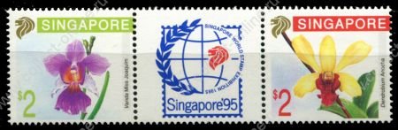 Сингапур 1991 г. • SC# 596-7a • $2(2) • Цветы орхидеи (1-й выпуск) • полн. серия • MNH OG VF ( кат.- $ 10 )