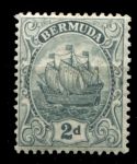 Бермуды 1910-1925 гг. • Gb# 47 • 2 d. • парусник • серая • стандарт • MH OG VF ( кат. - £8 )