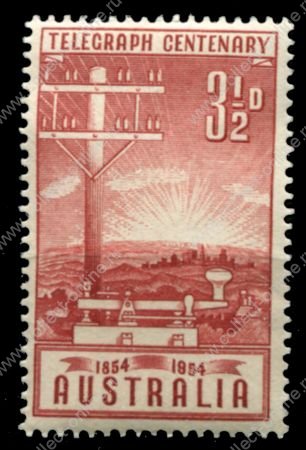 Австралия 1954 г. • Gb# 275 • 3½ d. • 100-летие телеграфной связи в Австралии • MNH OG XF