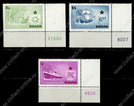 Гана 1958 г. • Gb# 182-4 • 2½ d. - 5 sh. • Создание афроамериканской судоходной компании(Black Star) • полн.серия • MNH OG XF+