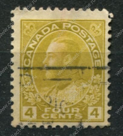 Канада 1911-1925 гг. • SC# 110 • 4 c. • Георг V • выпуск "Адмирал" • стандарт • Used F-VF ( кат.- $ 5 )