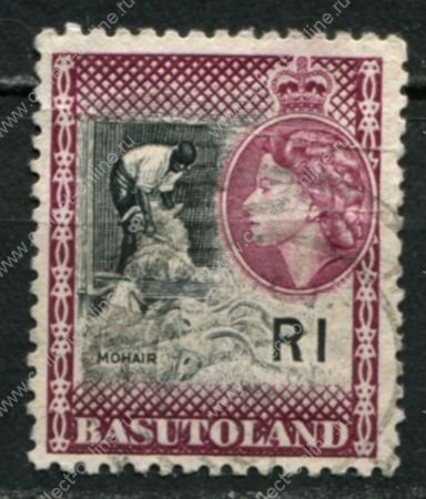 Басутоленд 1961-1963 гг. • Gb# 79 • 1 R. • Елизавета II • основной выпуск • стрижка овец • концовка серии • Used F-VF ( кат.- £ 35 )