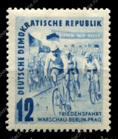 ГДР 1952 г. • Mi# 307 • 12 pf. • Велогонка Варшава - Берлин - Прага • MNH OG VF