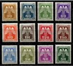 Богемия и Моравия 1943 г. • Mi# DM 13-24 • 30 h. - 5 Kr. • орёл с гербами • служебный выпуск • полн. серия • MNH OG XF