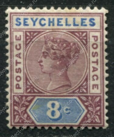 Сейшелы 1892 г. • Gb# 11 • 8 c. • Королева Виктория • тип(die) II • стандарт • MH OG VF ( кат.- £ 16 )