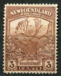 Ньюфаундленд 1919 г. • Gb# 132 • 3 c. • основной выпуск • Военный выпуск • северный олень(Карибу) • MNG VF ( кат.- £ 8,5- )