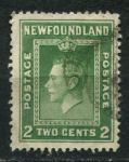 Ньюфаундленд 1938 г. • Gb# 268 • 2 c. • Королевская семья • Георг VI • Used VF ( кат.- £ 1,75 )
