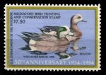 США • лицензии на охоту 1984 г. • SC# RW51 • $7.50 • "утиные" марки (50-летие 1-го выпуска) • утки • фискальный выпуск • MNH OG XF