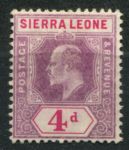 Сьерра-Леоне 1904-1905 гг. • Gb# 92 • 4 d. • Эдуард VII • стандарт • MH OG VF ( кат.- £ 16 )