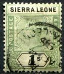 Сьерра-Леоне 1896-1897 гг. • Gb# 50 • 1 sh. • Виктория • стандарт • Used VF ( кат.- £32 )