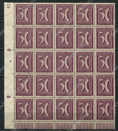 Германия 1921-1922 гг. • Mi# 183a • 50 pf. • стандарт • блок 25 м. • MNH OG XF+ ( кат.- € 32.5++ )