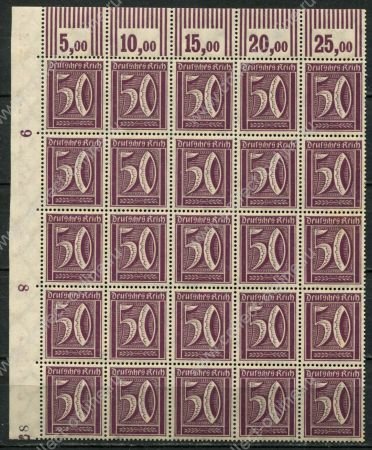 Германия 1921-1922 гг. • Mi# 183a • 50 pf. • стандарт • блок 25 м. • MNH OG XF+ ( кат.- € 32.5++ )