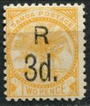 Самоа 1895-1900 гг. • Gb# 79 • 3 на 2 d. • надп. нов. номинала • (перф. 11) • MH OG VF ( кат.- £ 6 )