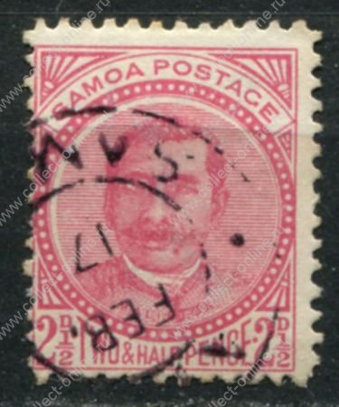 Самоа 1886-1900 гг. • Gb# 52a • 2½ d. • король Малиетоа Лаупепа • в.з. 4b • Used VF ( кат.- £ 5 )