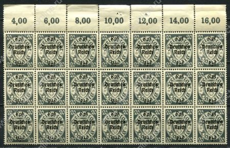 Германия 3-й рейх 1939 г. • Mi# 723 • 20 pf. • надпечатка "Deutsches Reich" на марке Данцига • № блок 21 м. • MNH OG XF+ ( кат.- € 500+ )