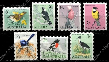 Австралия 1964-1965 гг. • Gb# 363-9 • 6 d. - 3 sh. • Местные птицы • полн. серия • MNH OG XF