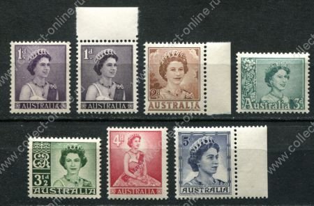 Австралия 1959-1963 гг. • GB# 308-14 • 1 - 5 d. • Королева Елизавета II • стандарт • полн.+ серия • MNH OG XF+