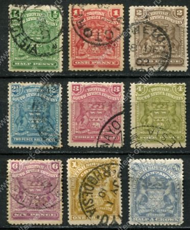 Родезия 1898-1908 гг. • Gb# 75-85 • ½ - 2s.6d. • герб колонии • стандарт(9 марок) • Used XF ( кат. - £25 )