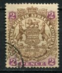 Родезия 1896-1897 гг. • Gb# 43 • 2 d. • 2-й выпуск (без точки у хвоста) • герб колонии • Used XF ( кат.- £ 15 )